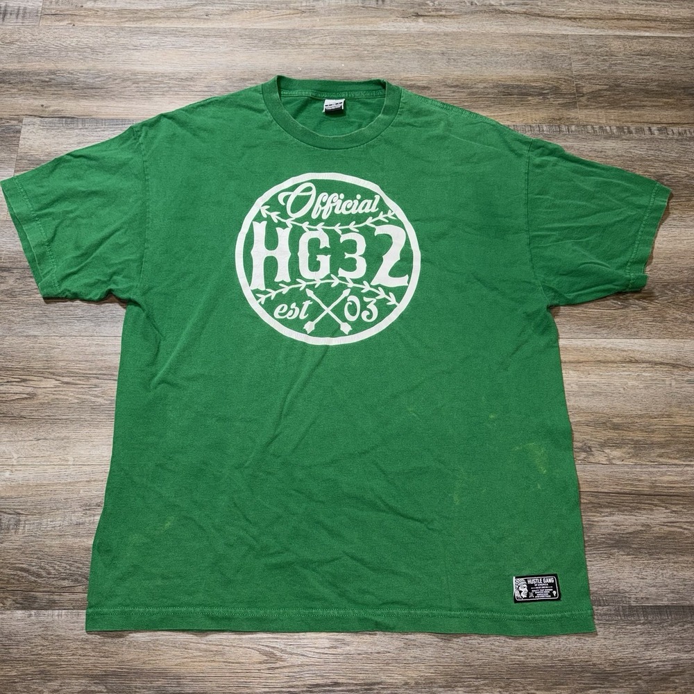 Y2K Hustle Gang Shirt Mens 2X-Large Green Short Sleeve "HG32 Official" Graphic